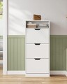 Pantofar cu 3 usi, Vasagle, 14-18 perechi pantofi, 60x24x139 cm, PAL/MDF, alb cloud