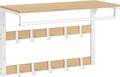 Cuier de perete cu 10 agatatori, Vasagle, 65x30x42 cm, PAL/otel, alb/natural