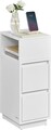 Noptiera Slim, Vasagle, 30x25x65 cm, compartiment flexibil stanga-dreapta, MDF/PAL, alb cloud