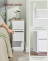 Noptiera Slim, Vasagle, 30x25x65 cm, compartiment flexibil stanga-dreapta, MDF/PAL, alb cloud