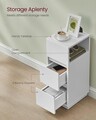 Noptiera Slim, Vasagle, 30x25x65 cm, compartiment flexibil stanga-dreapta, MDF/PAL, alb cloud