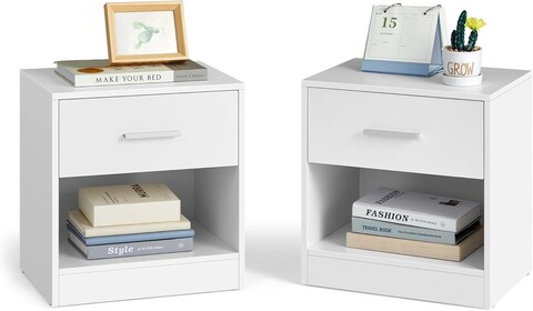 Set 2 noptiere, Vasagle, 39x28x41 cm, PAL/MDF, alb