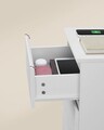 Set 2 noptiere cu prize si porturi USB, Vasagle, 40x35x59 cm, PAL/MDF, alb cloud