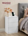 Set 2 noptiere cu prize si porturi USB, Vasagle, 40x35x59 cm, PAL/MDF, alb cloud