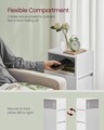 Set 2 noptiere, Vasagle, 30x25x65 cm, compartiment flexibil stanga-dreapta, PAL/MDF, alb cloud