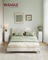 Set 2 noptiere, Vasagle, 30x25x65 cm, compartiment flexibil stanga-dreapta, PAL/MDF, alb cloud