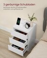 Noptiera cu prize si porturi USB, Vasagle, PAL/MDF, 40x30x59 cm, alb cloud