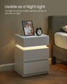 Set 2 noptiere cu iluminare LED, Vasagle, 40x35x55 cm, MDF/PAL, alb