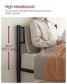 Cadru de pat Single, Vasagle, 90x190 cm, otel, negru