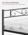 Cadru de pat Single, Vasagle, 90x190 cm, otel, negru