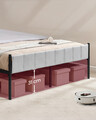 Pat dublu cu tablie tapitata, Vasagle, 160x200 cm, max 500 kg, otel/poliester, gri