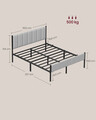 Pat dublu cu tablie tapitata, Vasagle, 160x200 cm, max 500 kg, otel/poliester, gri