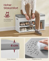 Bancheta cu spatiu de depozitare si pantofar, Vasagle, 80x30x44 cm, max 150 kg, PAL/poliuretan, alb cloud