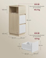 Set 2 noptiere, Vasagle, 30x25x65 cm, compartiment flexibil stanga-dreapta, PAL/MDF, alb cloud/natural