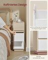 Set 2 noptiere, Vasagle, 30x25x65 cm, compartiment flexibil stanga-dreapta, PAL/MDF, alb cloud/natural