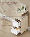 Set 2 noptiere, Vasagle, 30x25x65 cm, compartiment flexibil stanga-dreapta, PAL/MDF, alb cloud/natural