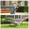 Hamac cu suport, Songmics, 210x150 cm, 5 inaltimi reglabile, max 240 kg, negru/gri
