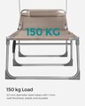 Sezlong pliabil cu parasolar si tetiera, Songmics, max 150 kg, 193x53x29.5 cm, grej
