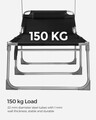Sezlong pliabil cu parasolar si tetiera, Songmics, max 150 kg, 193x53x29.5 cm, negru
