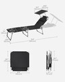 Sezlong pliabil cu parasolar si tetiera, Songmics, max 150 kg, 193x53x29.5 cm, negru