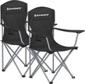 Set 2 scaune pliabile pentru camping si gradina, Songmics, max 150 kg, 86x54x97 cm, otel/tesatura Oxford, negru