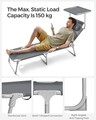 Sezlong pliabil cu parasolar si tetiera, Songmics, max 150 kg, 193x53x29.5 cm, gri inchis