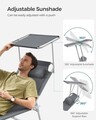Sezlong pliabil cu parasolar si tetiera, Songmics, max 150 kg, 193x53x29.5 cm, gri inchis