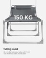 Sezlong pliabil cu parasolar si tetiera, Songmics, max 150 kg, 193x53x29.5 cm, gri inchis