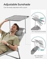 Sezlong pliabil cu parasolar si tetiera, Songmics, max 150 kg, 193x5329.5 cm, gri