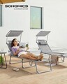 Sezlong pliabil cu parasolar si tetiera, Songmics, max 150 kg, 193x5329.5 cm, gri
