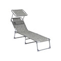 Sezlong pliabil cu parasolar si tetiera, Songmics, max 150 kg, 193x5329.5 cm, gri