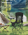 Set 2 scaune pliabile pentru camping si gradina, Songmics, max 150 kg, 86.5x51.5x97 cm, otel/tesatura Oxford, negru