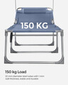 Sezlong pliabil cu parasolar si tetiera, Songmics, max 150 kg, 193x53x29.5 cm, albastru