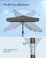Umbrela dreptunghiulara pentru gradina, tesara si balcon, Songmics, 200 x 125, protectie UV 50+, inclinare 30 grade in doua directii, gri