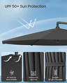 Umbrela pentru gradina cu picior lateral si iluminare LED solara, Songmics, 300 cm, protectie UV 50+, gri