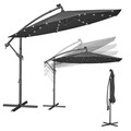 Umbrela pentru gradina cu picior lateral si iluminare LED solara, Songmics, 300 cm, protectie UV 50+, manivela pentru deschidere si inchidere, gri