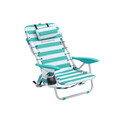 Scaun de plaja / camping, Songmics, se poate purta ca rucsac, spatar reglabil, max 150 kg, verde/alb