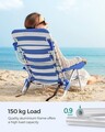 Scaun de plaja / camping, Songmics, se poate purta ca rucsac, spatar reglabil, max 150 kg, albastru/alb