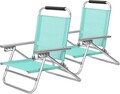 Set 2 scaune de plaja, Songmics, pliabile, reglabile in 4 pozitii, max 150 kg, 59x57x71 cm, aluminiu, verde