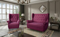 Set fotoliu si canapea ELTAP, Aros, 72x60x100 cm / 150x90x103 cm, lemn/poliester, fucsia