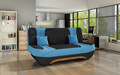 Canapea extensibila 3 locuri ELTAP, Ewa II, 189x90x88 cm, lemn/poliester, negru/albastru