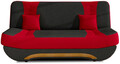Canapea extensibila 3 locuri ELTAP, Ewa II, 189x90x88 cm, lemn/poliester, negru/rosu