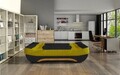 Canapea extensibila 3 locuri ELTAP, Ewa II, 189x90x88 cm, lemn/poliester, negru/mustar