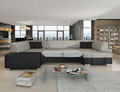 Coltar extensibil dreapta 6 locuri ELTAP, Hv01, Havana, 322x204x72 cm, lemn/poliester, gri deschis/negru