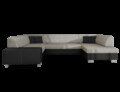 Coltar extensibil dreapta 6 locuri ELTAP, Hv01, Havana, 322x204x72 cm, lemn/poliester, gri deschis/negru