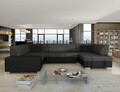 Coltar extensibil dreapta 6 locuri ELTAP, Hv03, Havana, 322x204x72 cm, lemn/poliester, gri inchis/negru