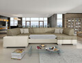 Coltar extensibil dreapta 6 locuri ELTAP, Hv04, Havana, 322x204x72 cm, lemn/poliester, bej inchis/bej deschis