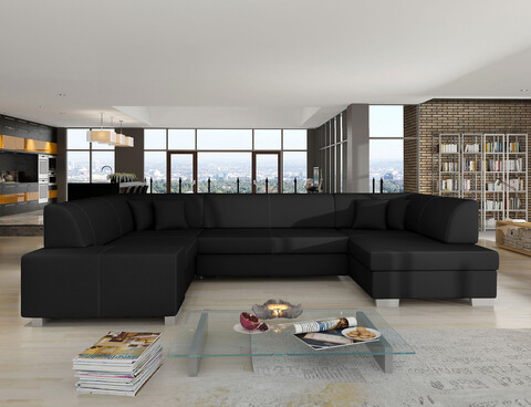 Coltar extensibil dreapta 6 locuri ELTAP, Hv06, Havana, 322x204x72 cm, lemn/poliester, negru