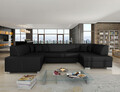 Coltar extensibil dreapta 6 locuri ELTAP, Hv06, Havana, 322x204x72 cm, lemn/poliester, negru