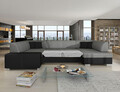 Coltar extensibil dreapta 6 locuri ELTAP, Hv07, Havana, 322x204x72 cm, lemn/poliester, gri inchis/negru